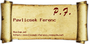Pavlicsek Ferenc névjegykártya
