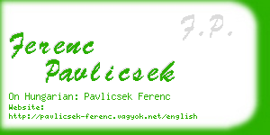 ferenc pavlicsek business card